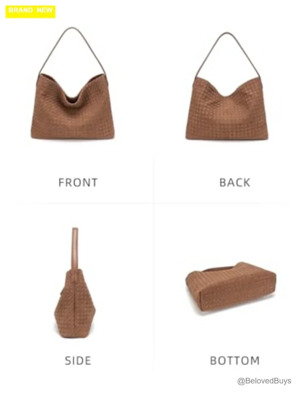 Woven Faux Suede Hobo Bag with Clutch Shoulder Strap Work Bag